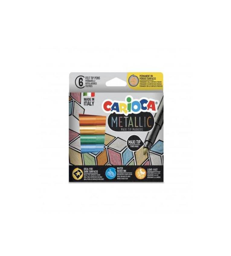 Carioca Marqueurs d'art épais Metallic Maxi Tip en 6 couleurs
